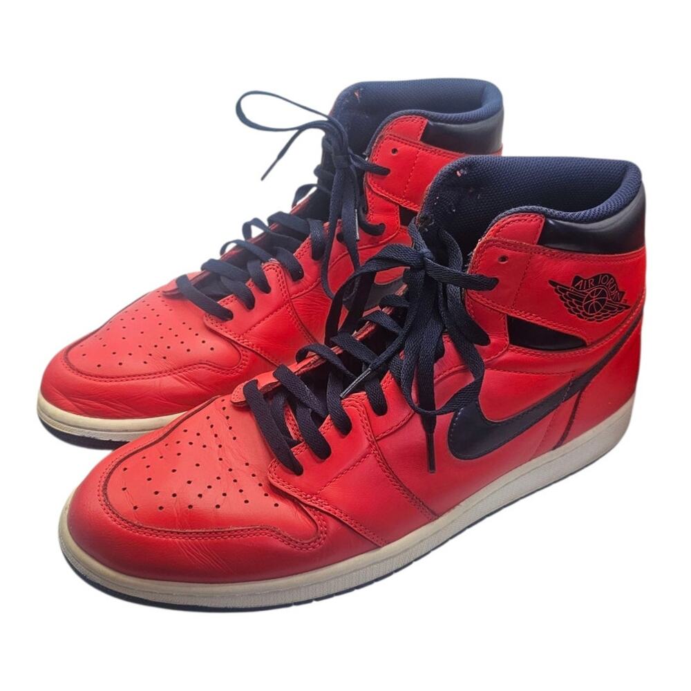 Nike Red & Navy Blue Air Jordan 1 Retro High OG David Letterman Sneaker - Picture 4 of 11